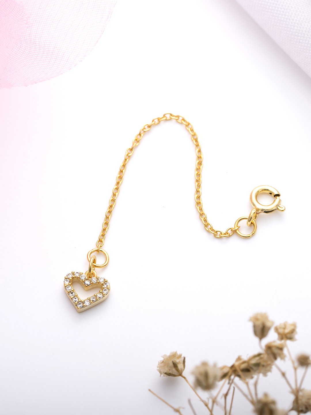 

Zavya Women Sterling Silver Cubic Zirconia Gold-Plated Charm Bracelet