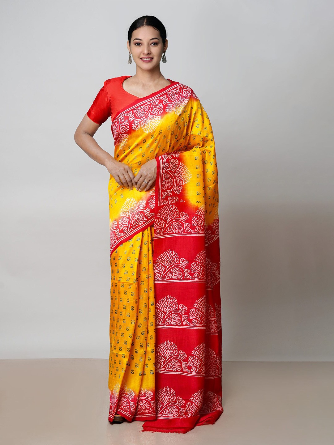

Unnati Silks Ethnic Motifs Printed Pure Silk Mysore Silk Saree, Yellow