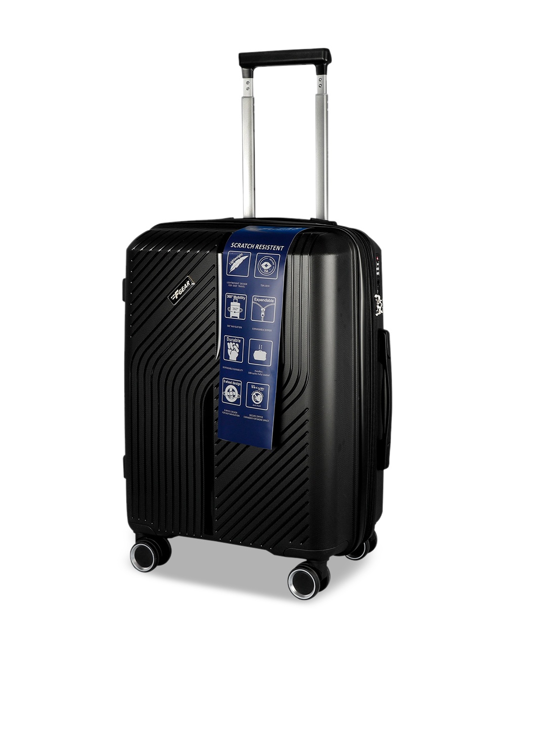 

F Gear Unisex Textured Water Resistant Hard-Sided Cabin Trolley Bag, Black