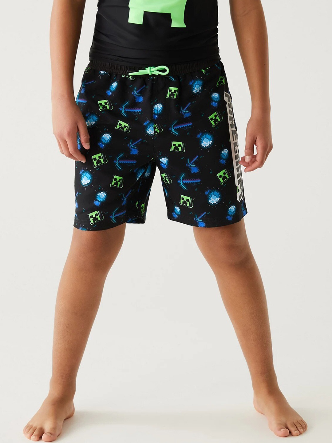 

Marks & Spencer Boys Minecraft Lounge Shorts, Black