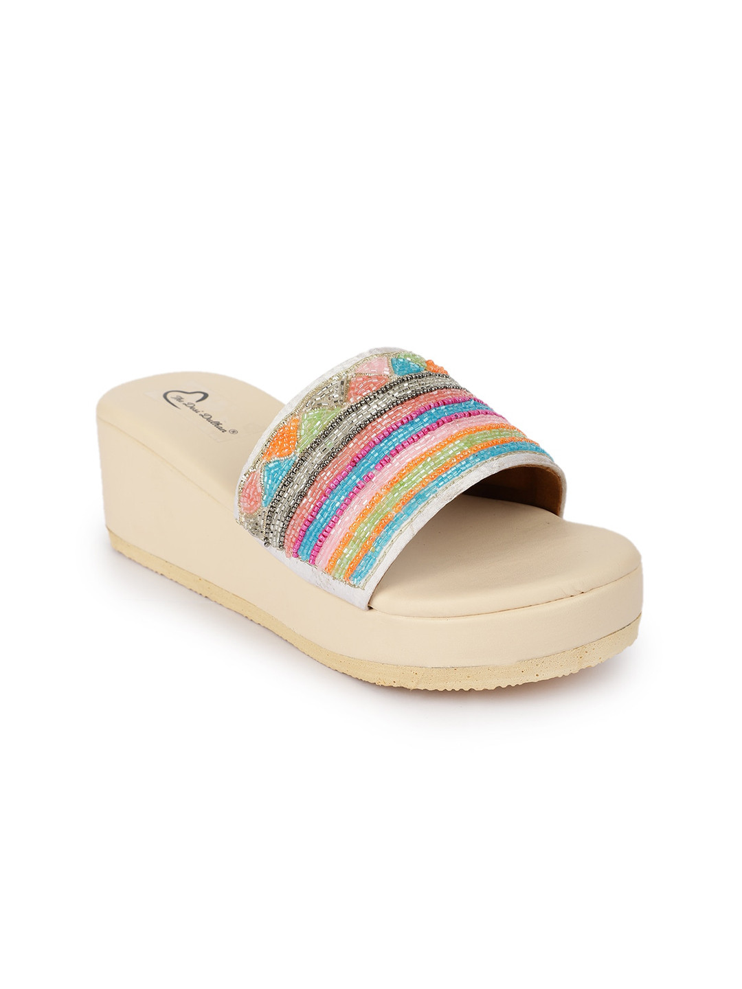 

The Desi Dulhan Ethnic Embellished Open Toe Wedges, White