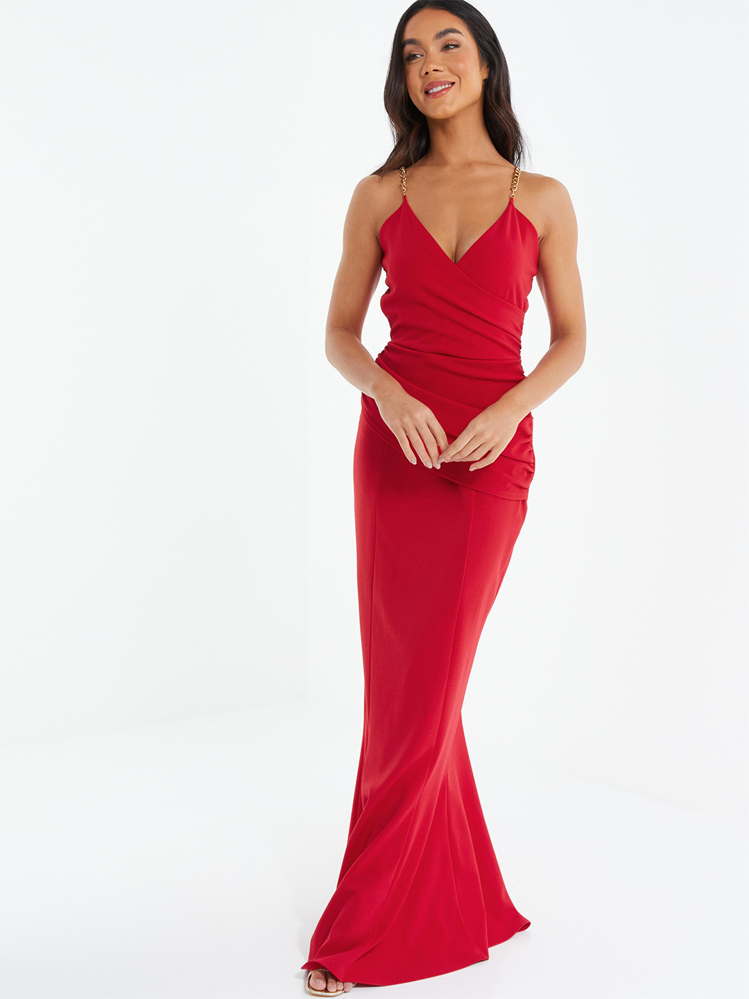 

QUIZ Shoulder Straps Maxi Dress, Red