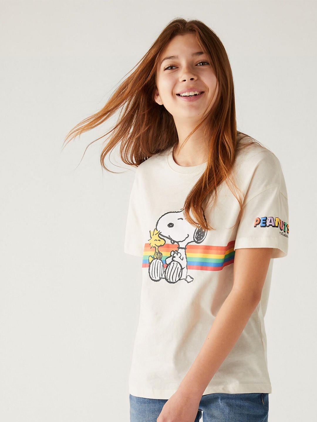 

Marks & Spencer Girls Snoopy Printed Cotton T-shirt, White