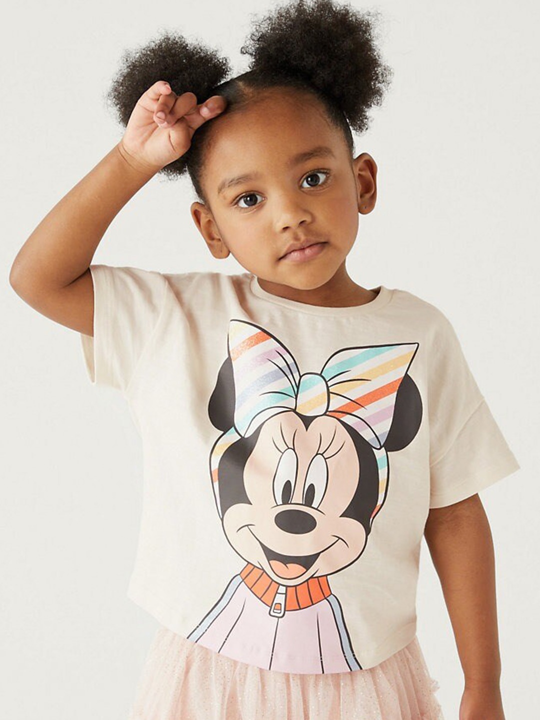 

Marks & Spencer Girls Minnie Mouse Printed Cotton T-shirt, Off white