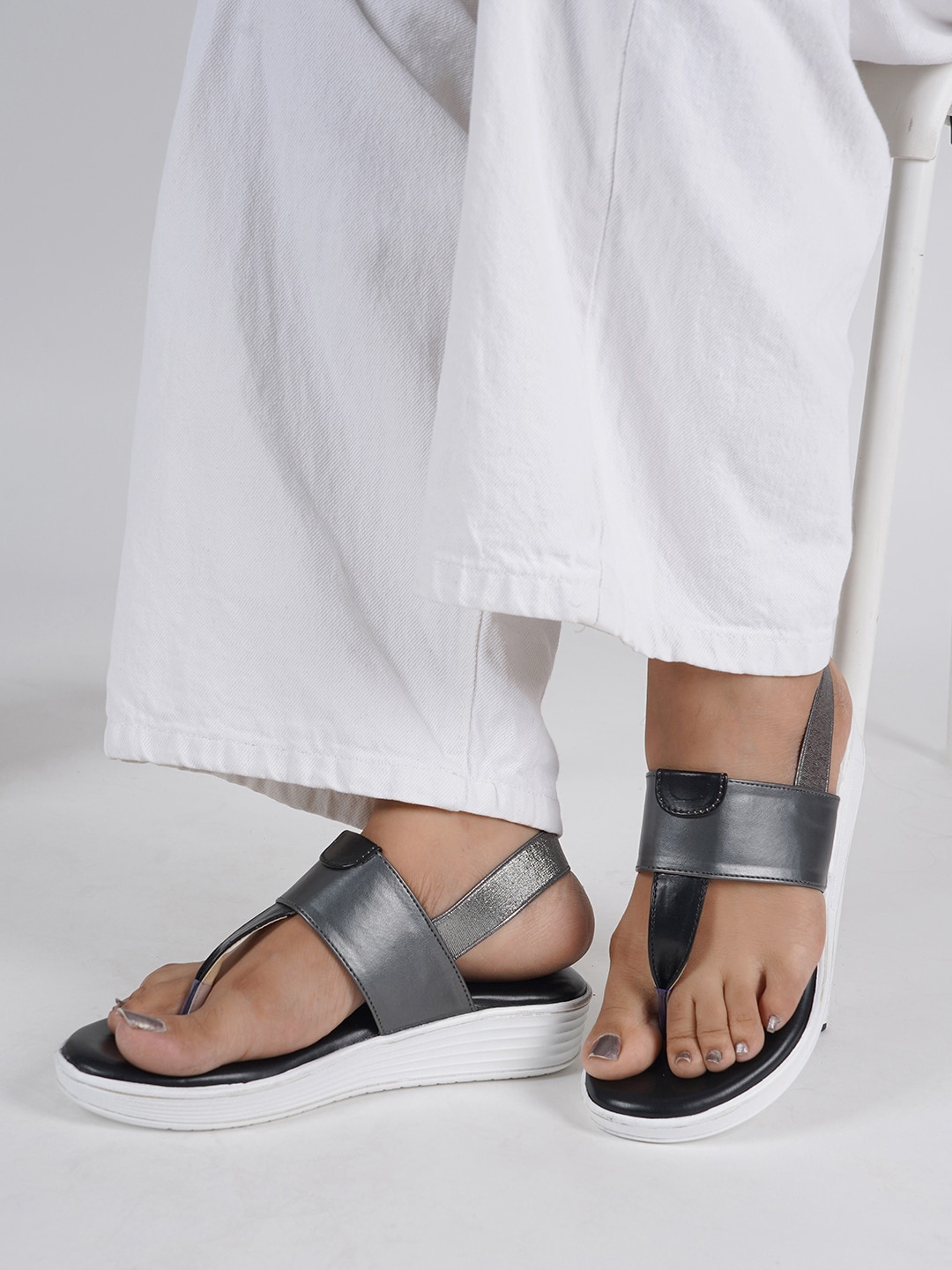 

SAPATOS T-Strap Flatform Heels, Black