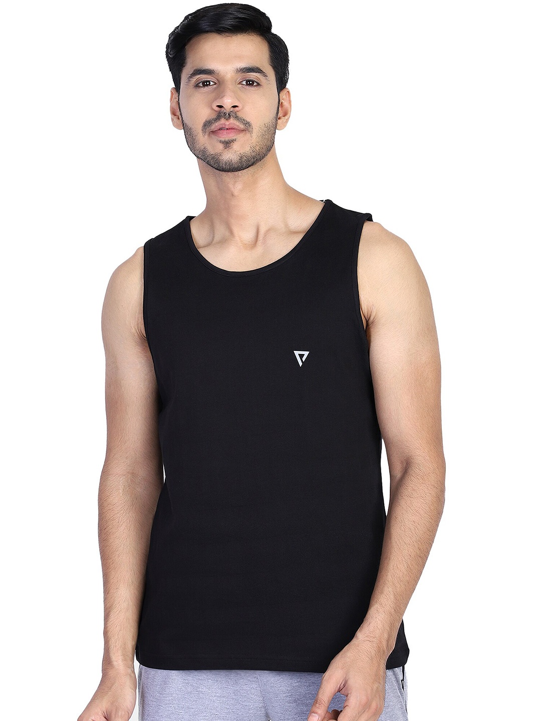 

PROTEENS Round Neck Sleeveless Cotton T-Shirt, Black