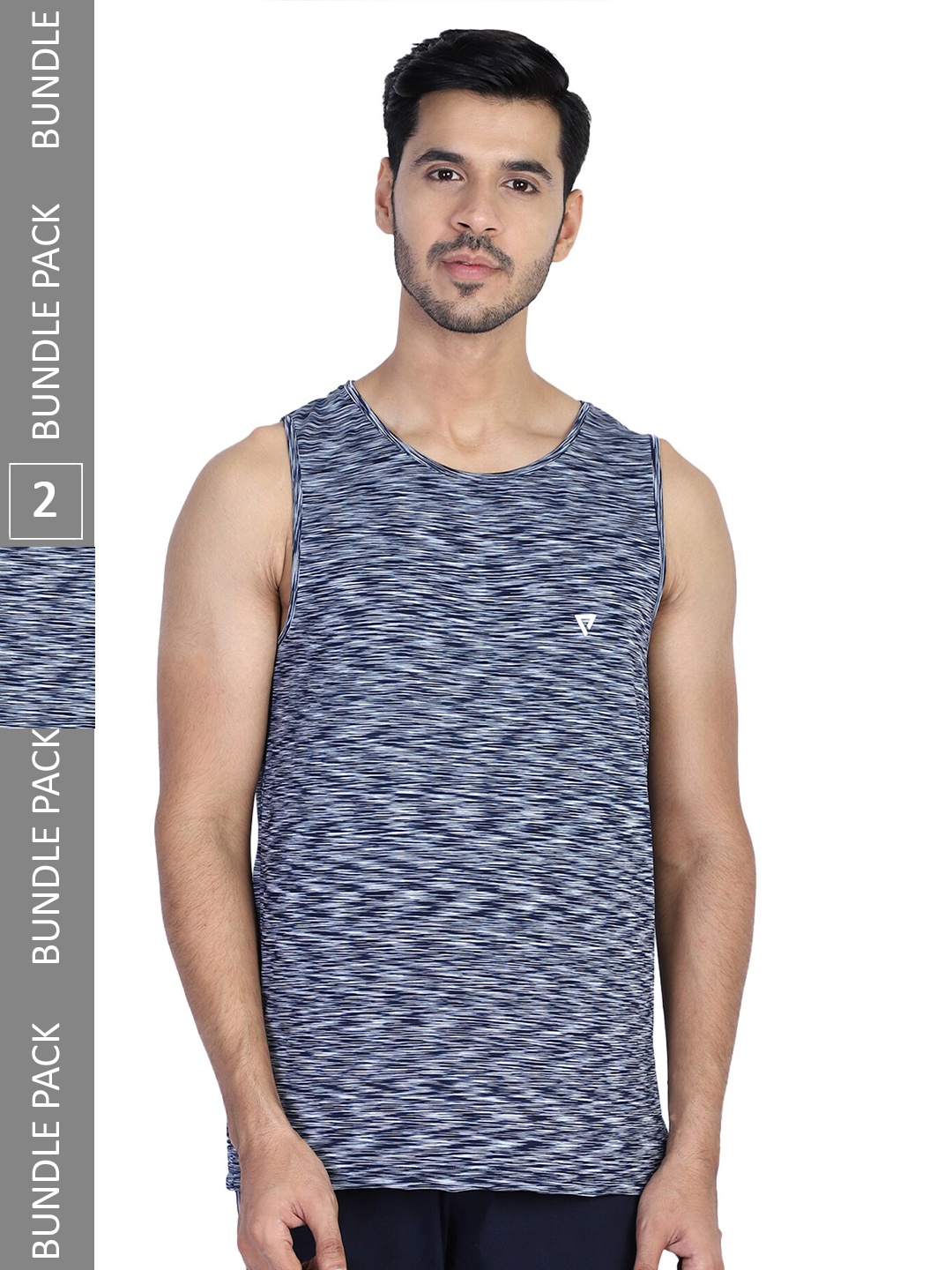 

PROTEENS Pack Of 2 Striped Sleeveless Cotton T-shirt, Blue