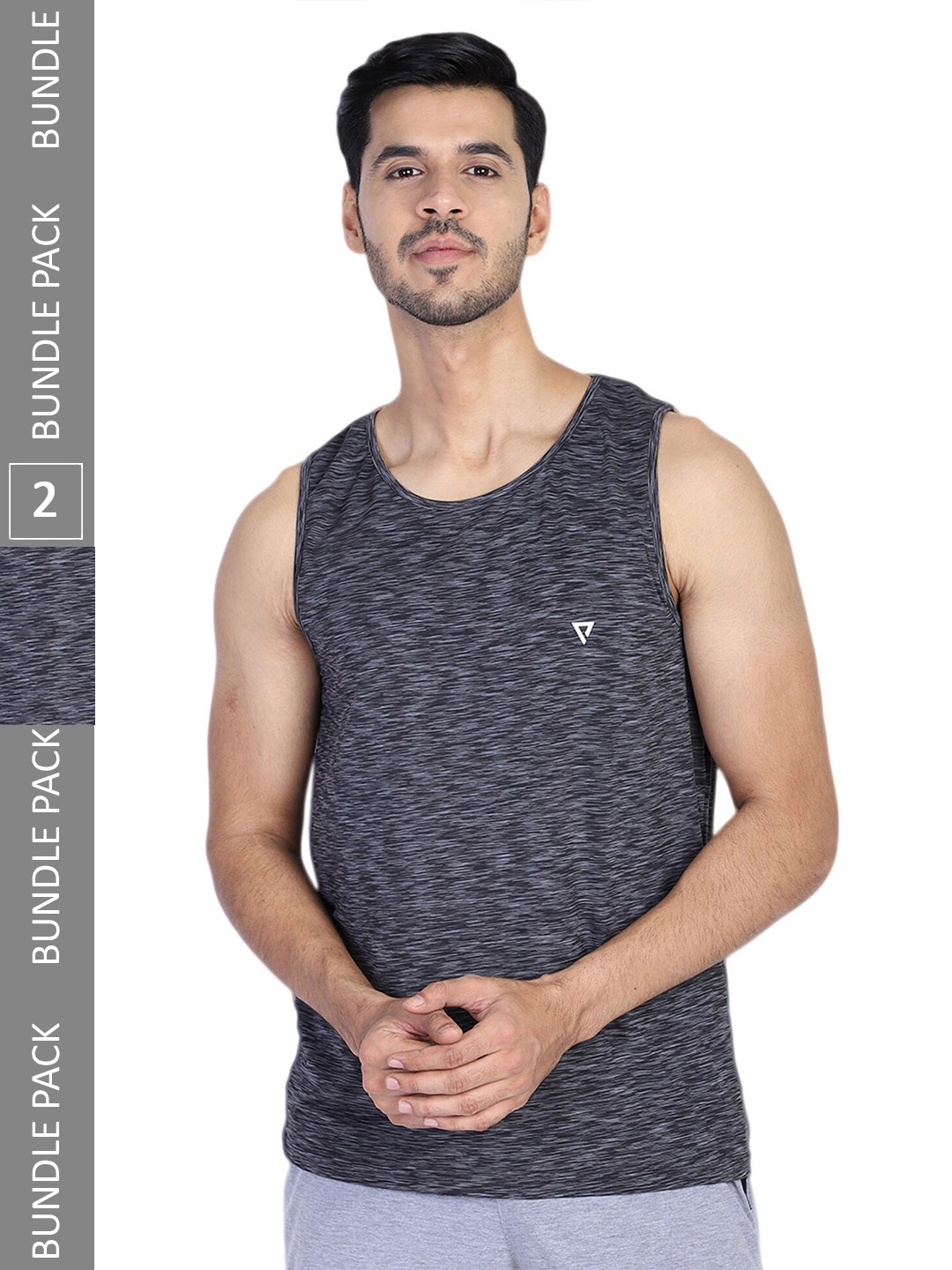 

PROTEENS Pack Of 2 Sleeveless Cotton T-shirts, Grey
