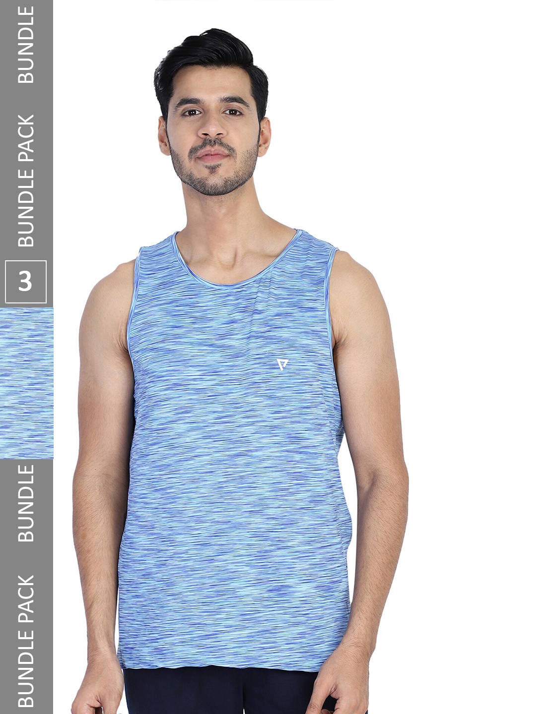 

PROTEENS Pack Of 3 Striped Sleeveless Cotton T-shirt, Blue
