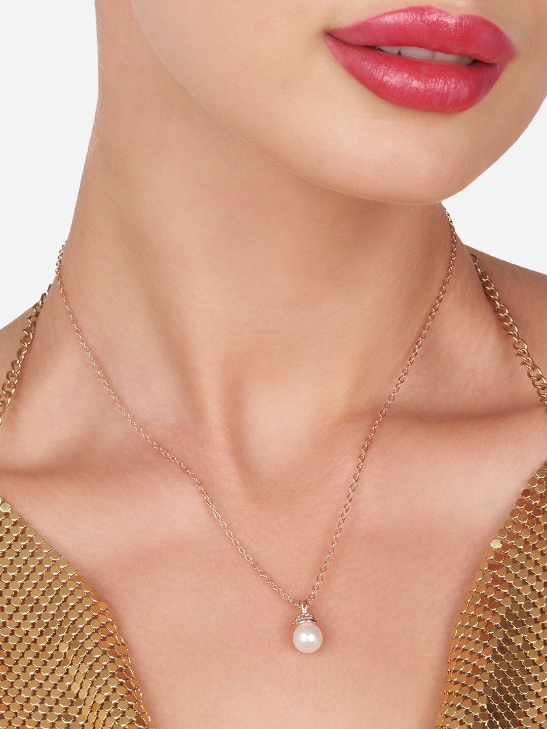 

Zaveri Pearls Brass Rose Gold-Plated Chain