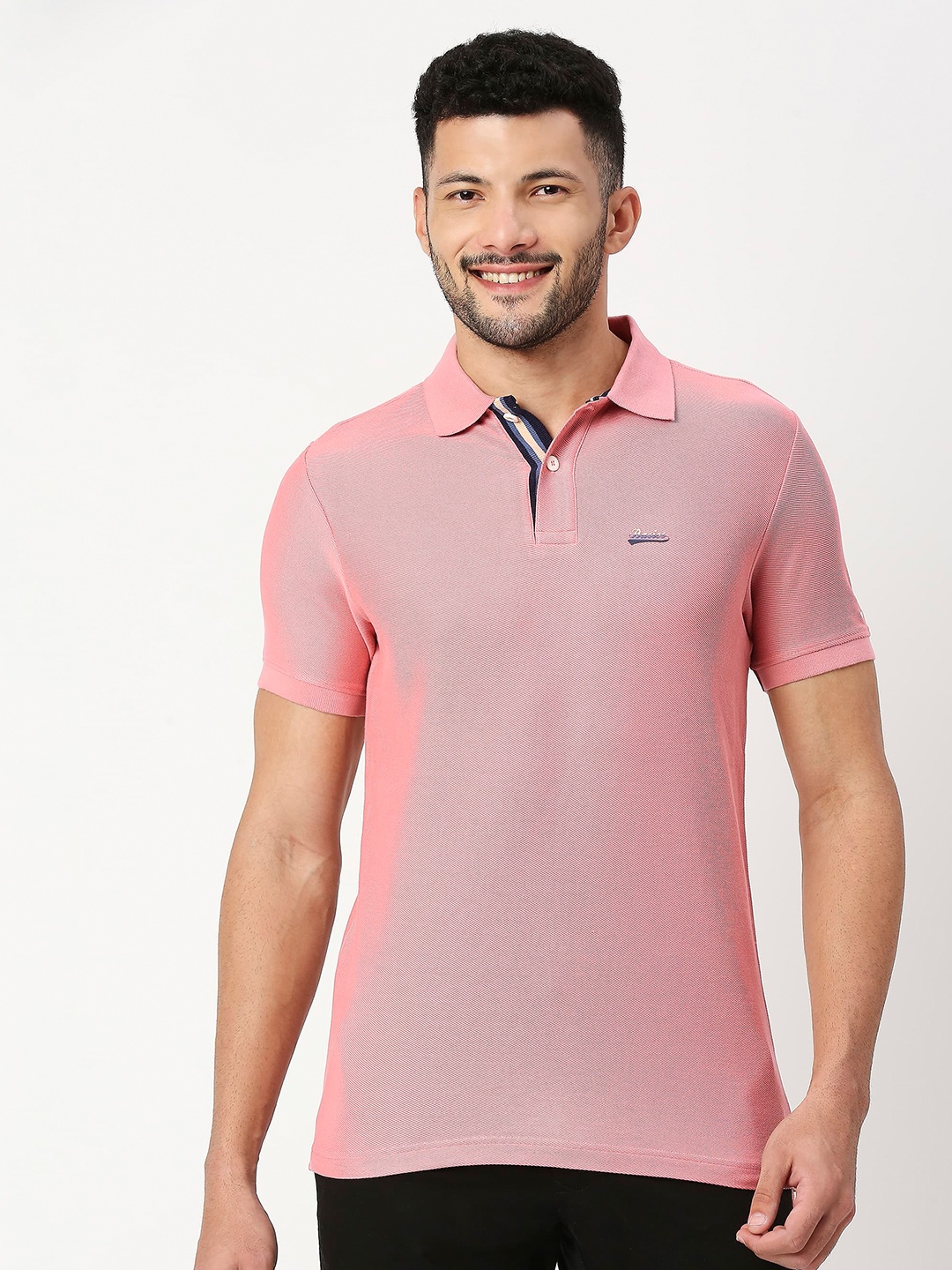 

Basics Polo Collar Pure Cotton Slim Fit T-Shirt, Peach