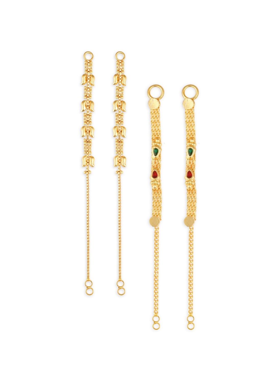 

Vighnaharta Set Of 2 Gold-Plated Stone Studded Classic Ear Cuff Chains