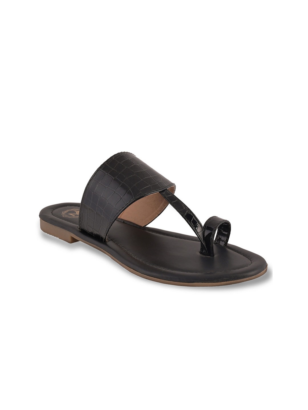 

Myra Textured One Toe Flats, Black