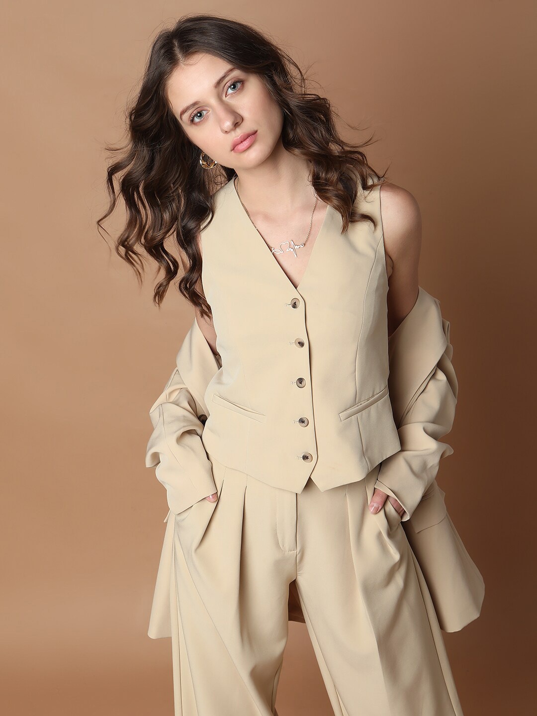 

Vero Moda Slim-Fit Waistcoat, Beige