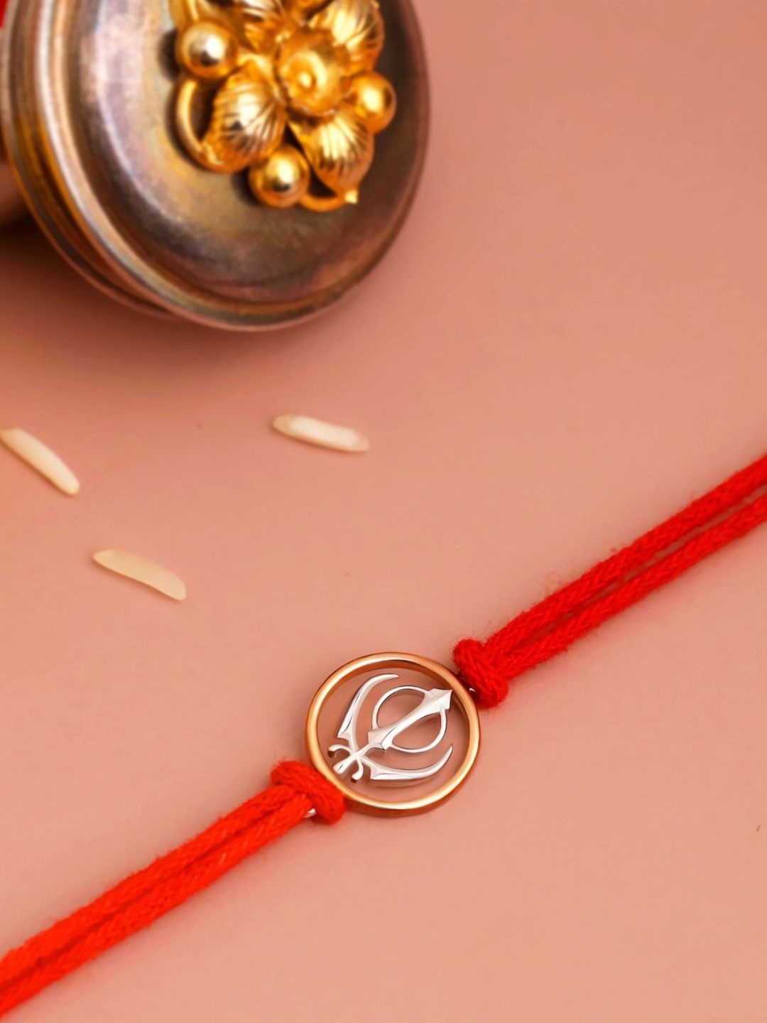 

KUBERBOX 92.5 Sterling Silver Khanda Rakhi With Roli & Chawal