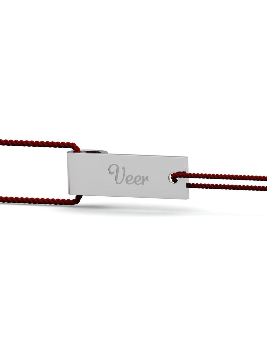 

KUBERBOX 92.5 Sterling Silver Veer Modern Rakhi Pendant With Roli & Chawal