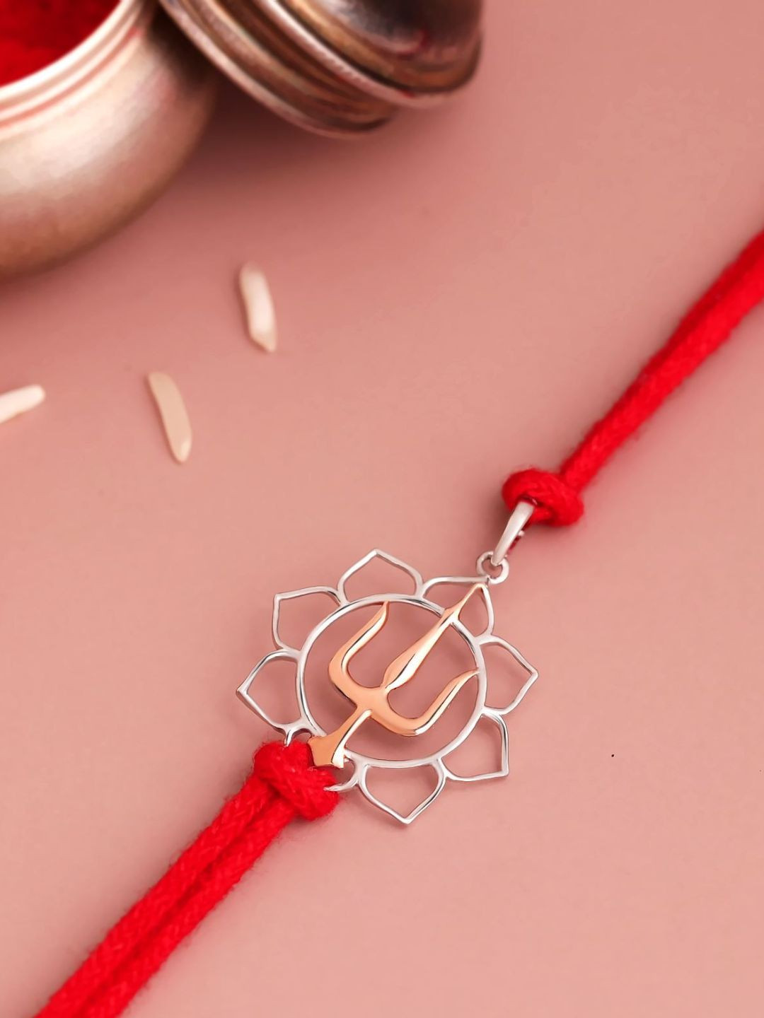 

KUBERBOX 925 Sterling Silver Thrishul Rakhi Pendant