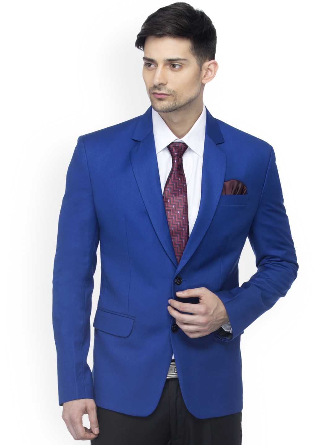 

FAVOROSKI Blue Wool Slim Fit Single-Breasted Formal Blazer