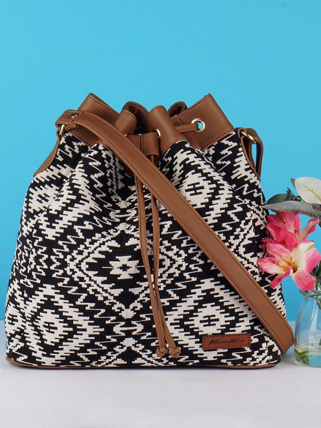 

Kanvas Katha Bucket Sling Bag, Multi