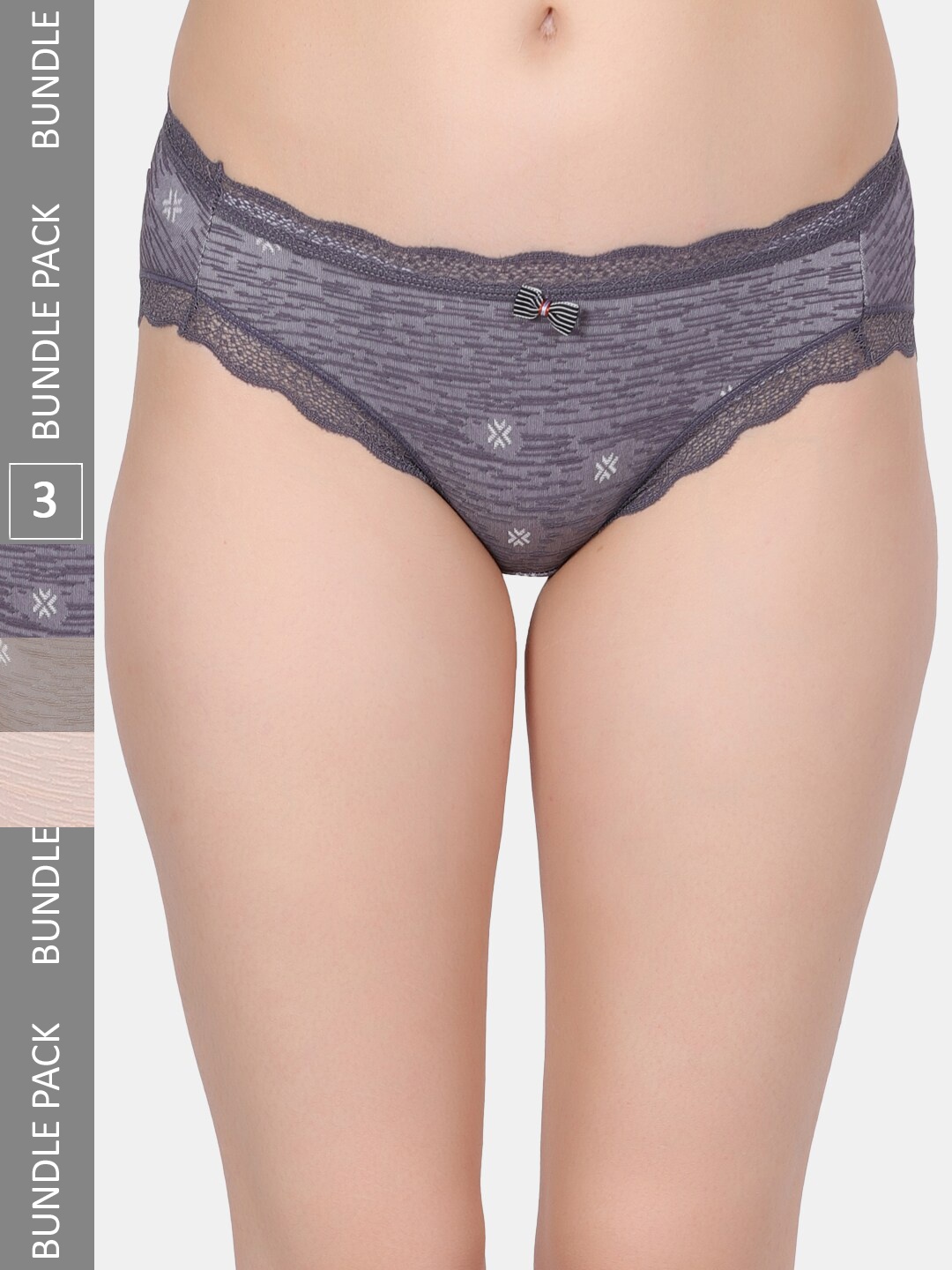 

Amour Secret Pack Of 3 Self-Design Hipster Briefs, Blue