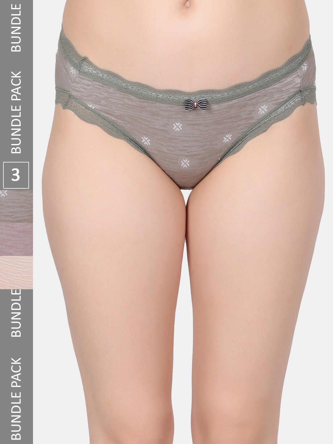 

Amour Secret Pack Of 3 Self-Design Hipster Briefs, Green