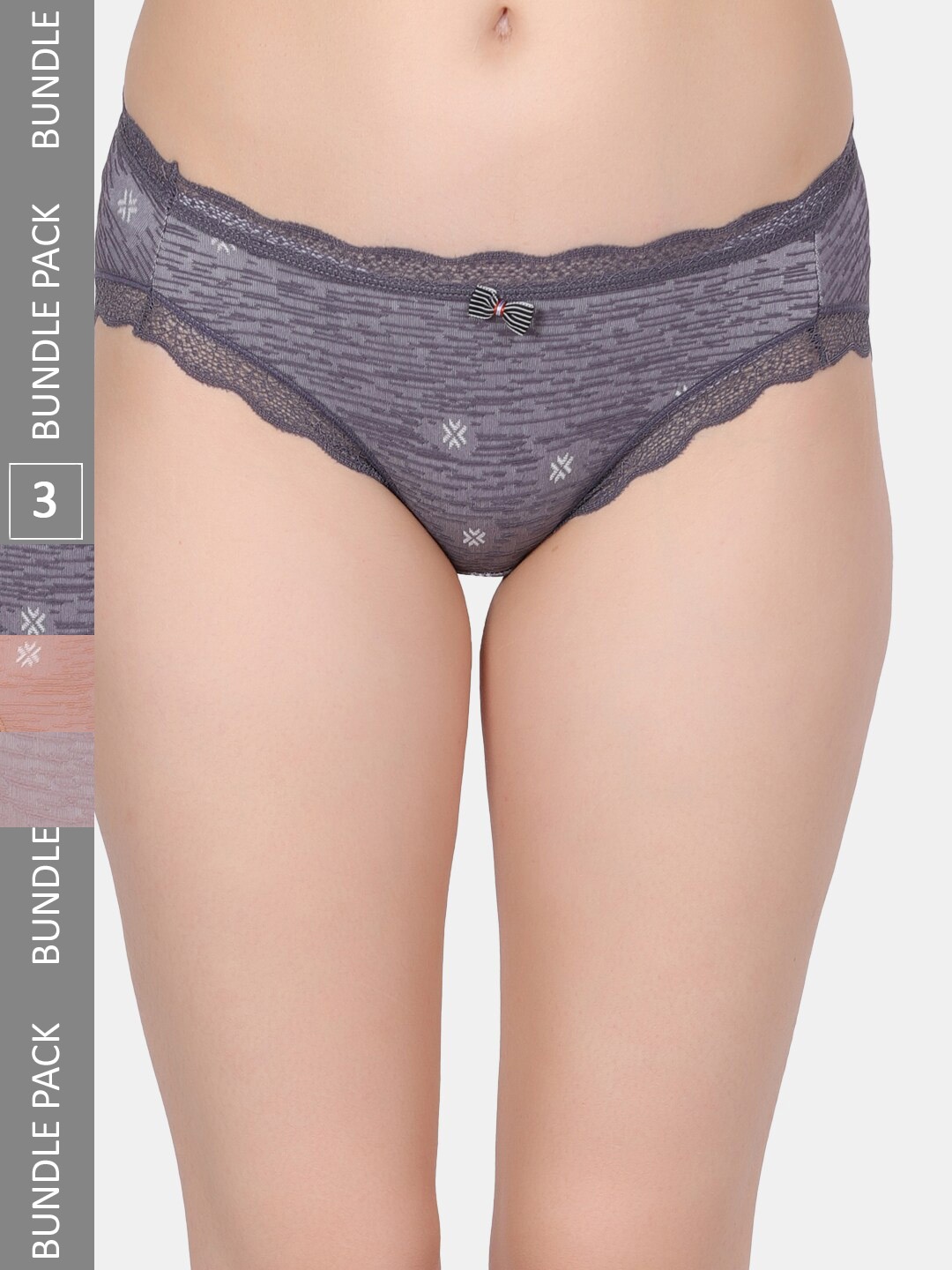 

Amour Secret Pack Of 3 Printed Mid Rise Hipster Briefs, Blue