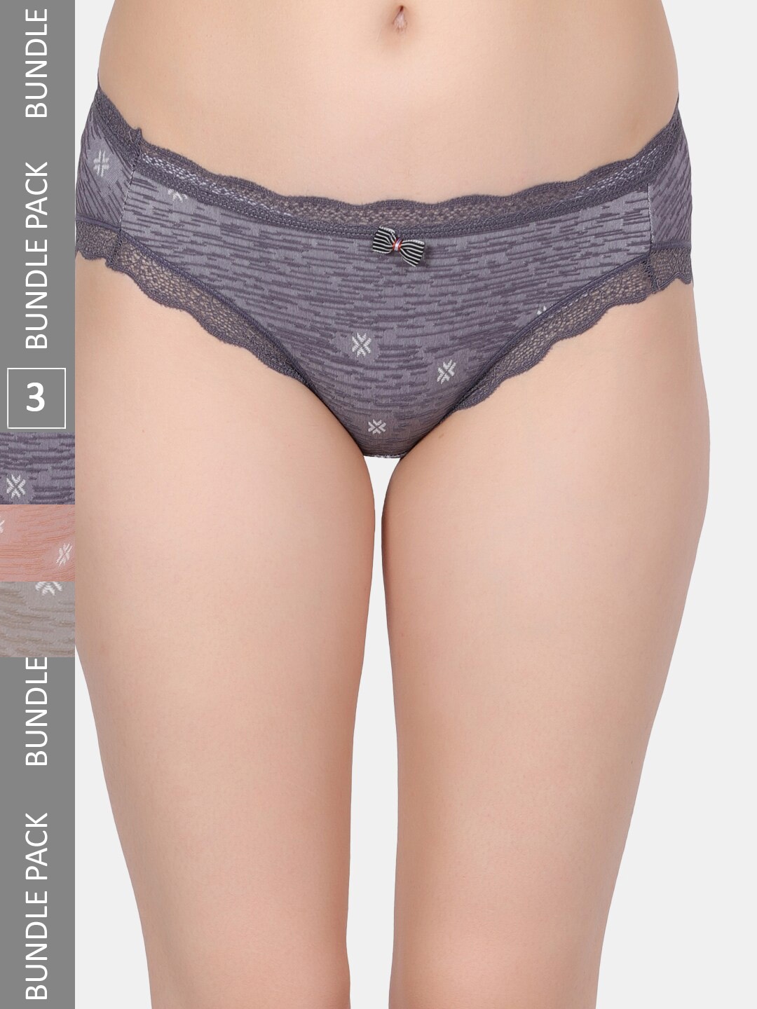 

Amour Secret Pack Of 3 Printed Hipster Briefs P4483_Blu_Bwn_Grn, Blue