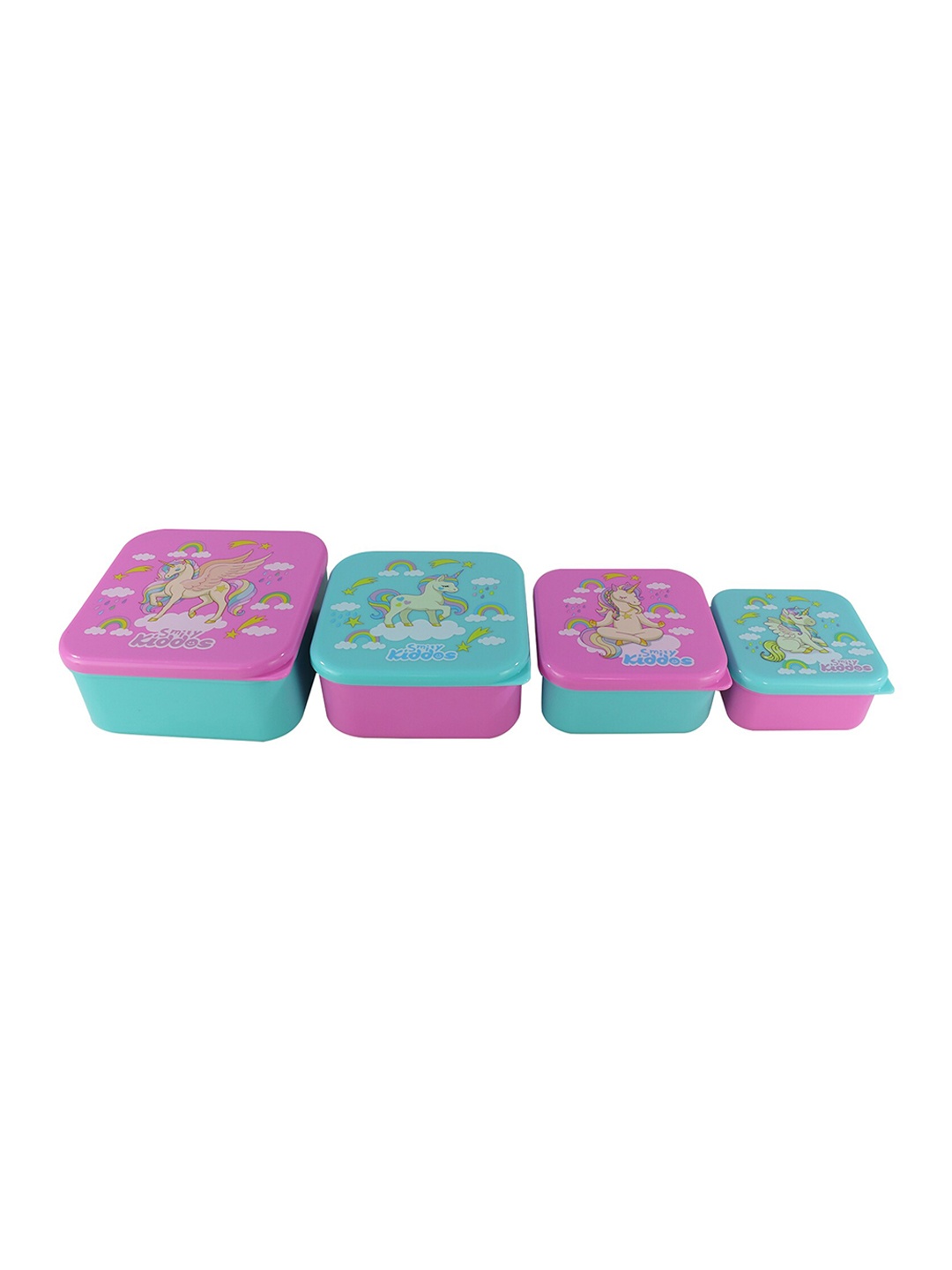 

Smily Kiddos Pink & Blue 4 Pieces Printed Lunch Boxes