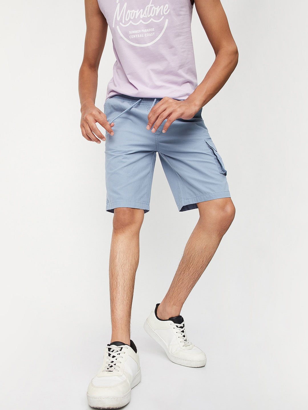 

max Boys Rapid Dry Mid-Rise Pure Cotton Shorts, Blue