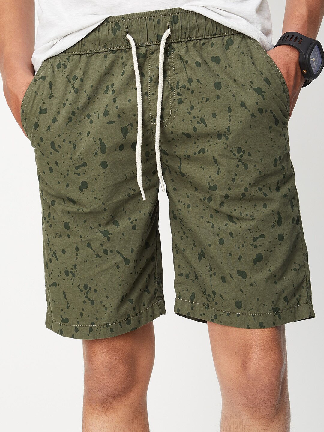 

max Boys Printed Rapid-Dry Pure Cotton Shorts, Green