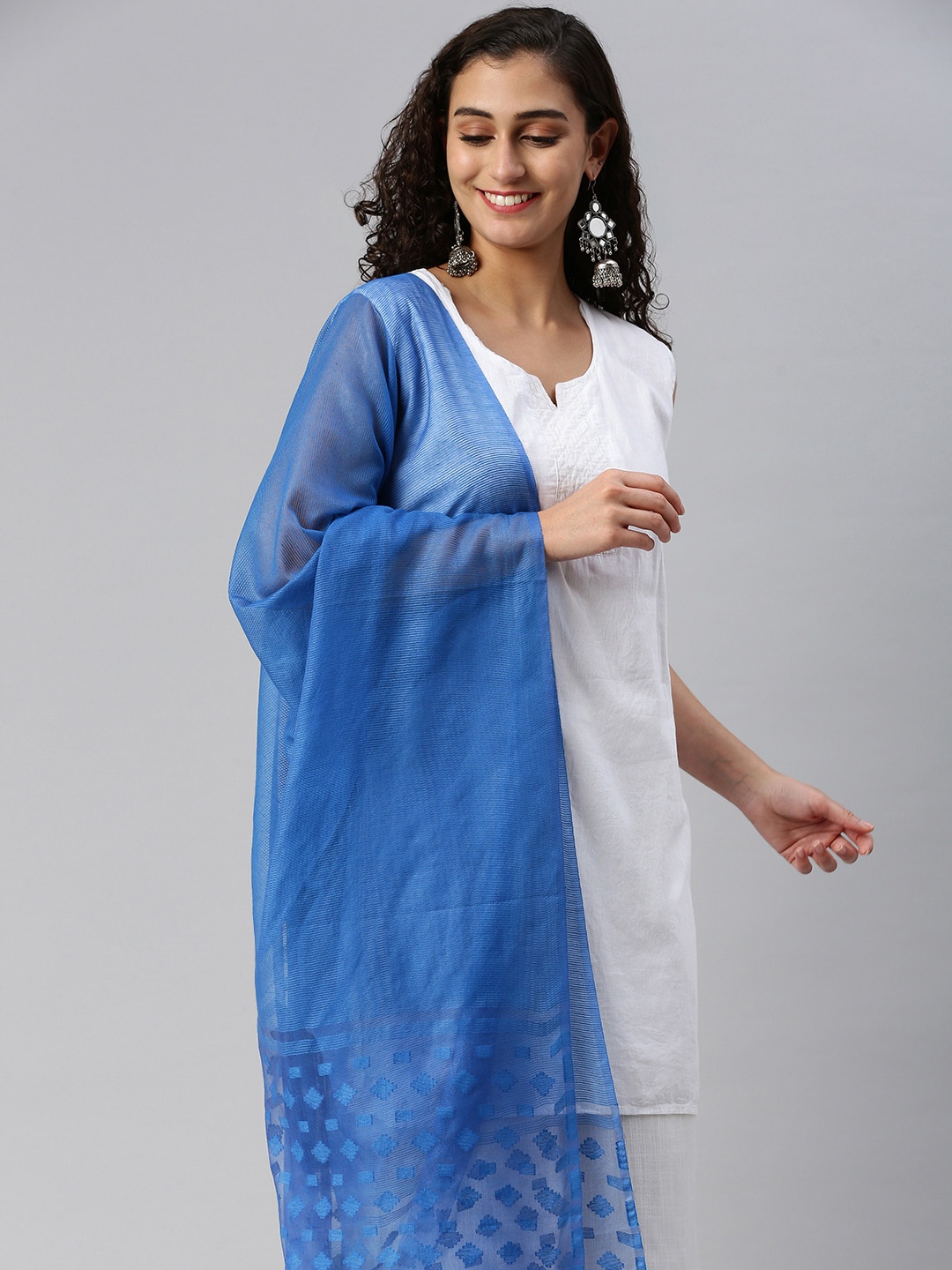 

swatika Woven Design Dupatta, Blue