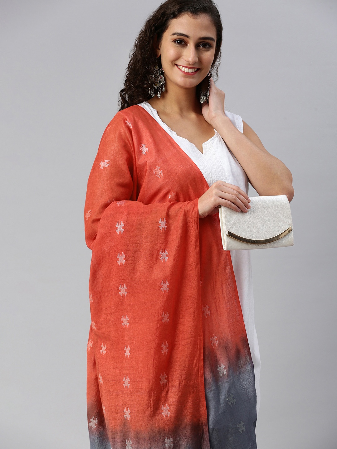 

swatika Ethnic Motifs Woven Design Dupatta, Red