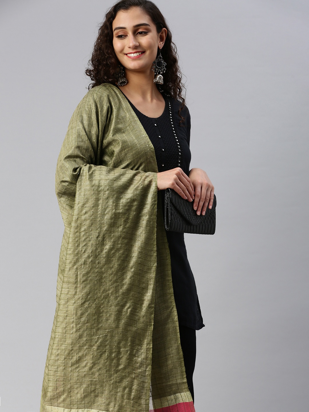 

swatika Woven Design Dupatta, Green