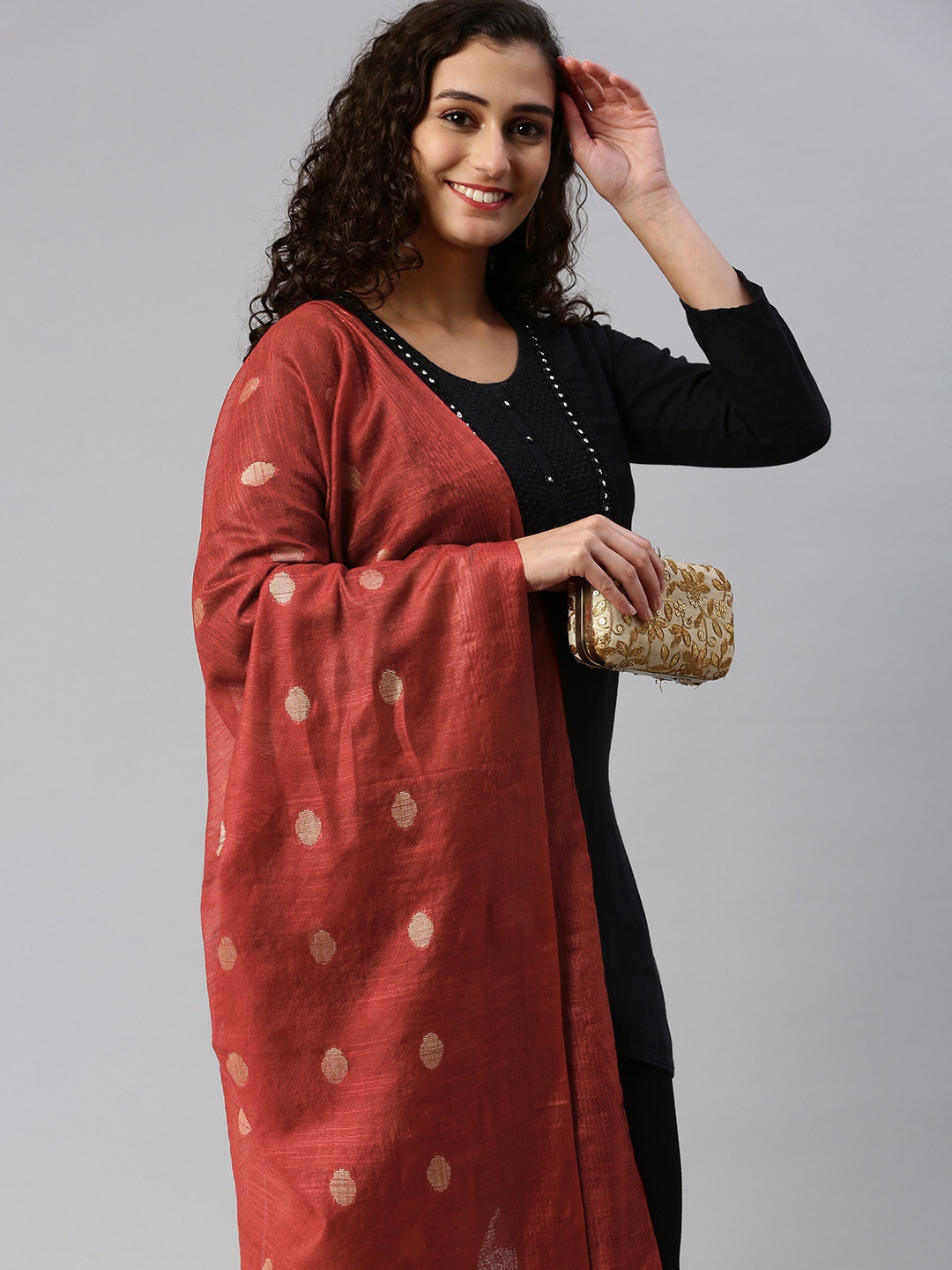 

swatika Ethnic Motifs Woven Design Dupatta, Maroon