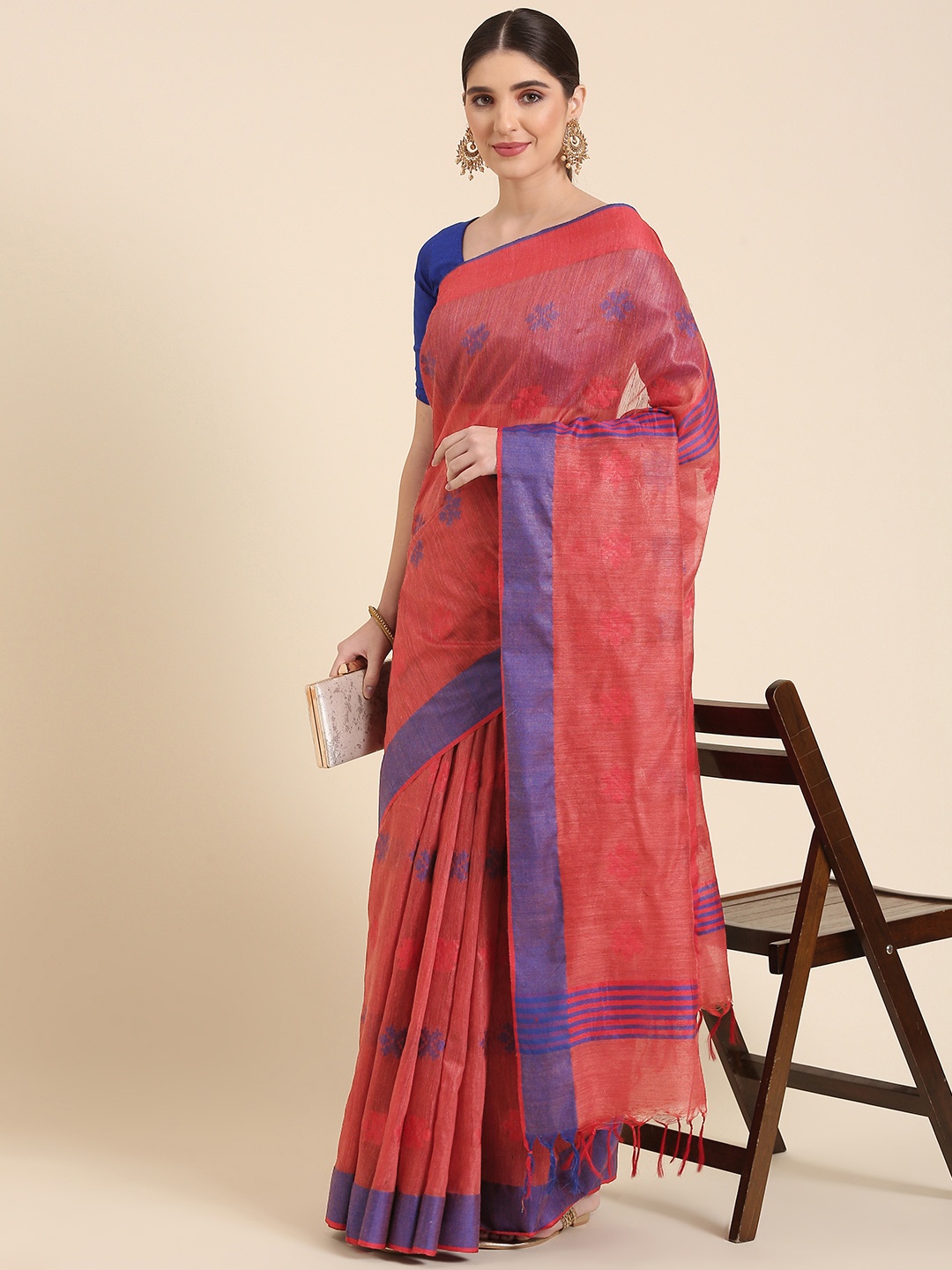 

swatika Woven Design Ethnic Motifs Banarasi Saree, Pink