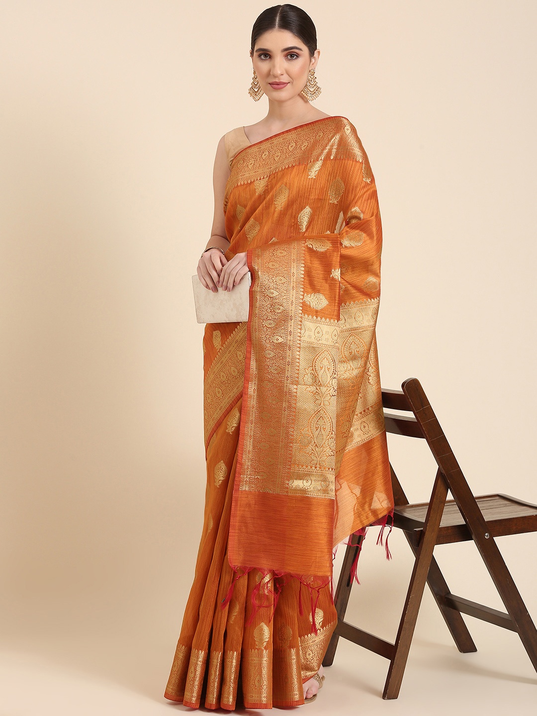 

swatika Woven Design Ethnic Motifs Zari Banarasi Saree, Yellow
