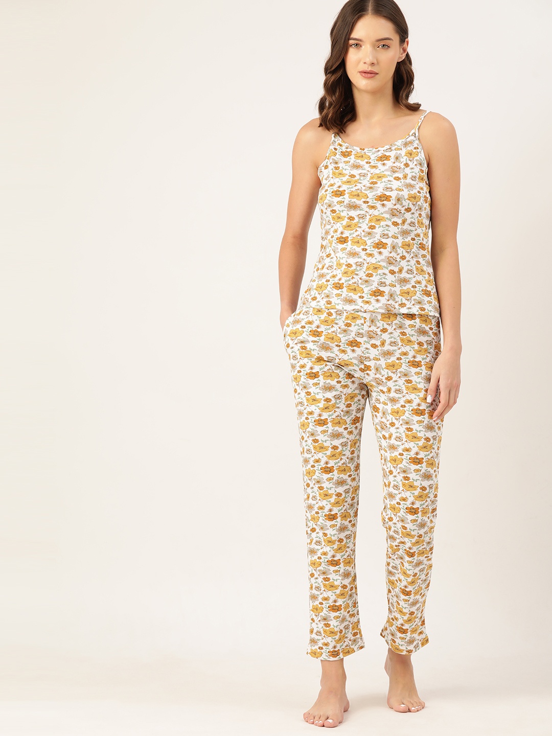 

ETC Women Floral Printed Night Suit, White
