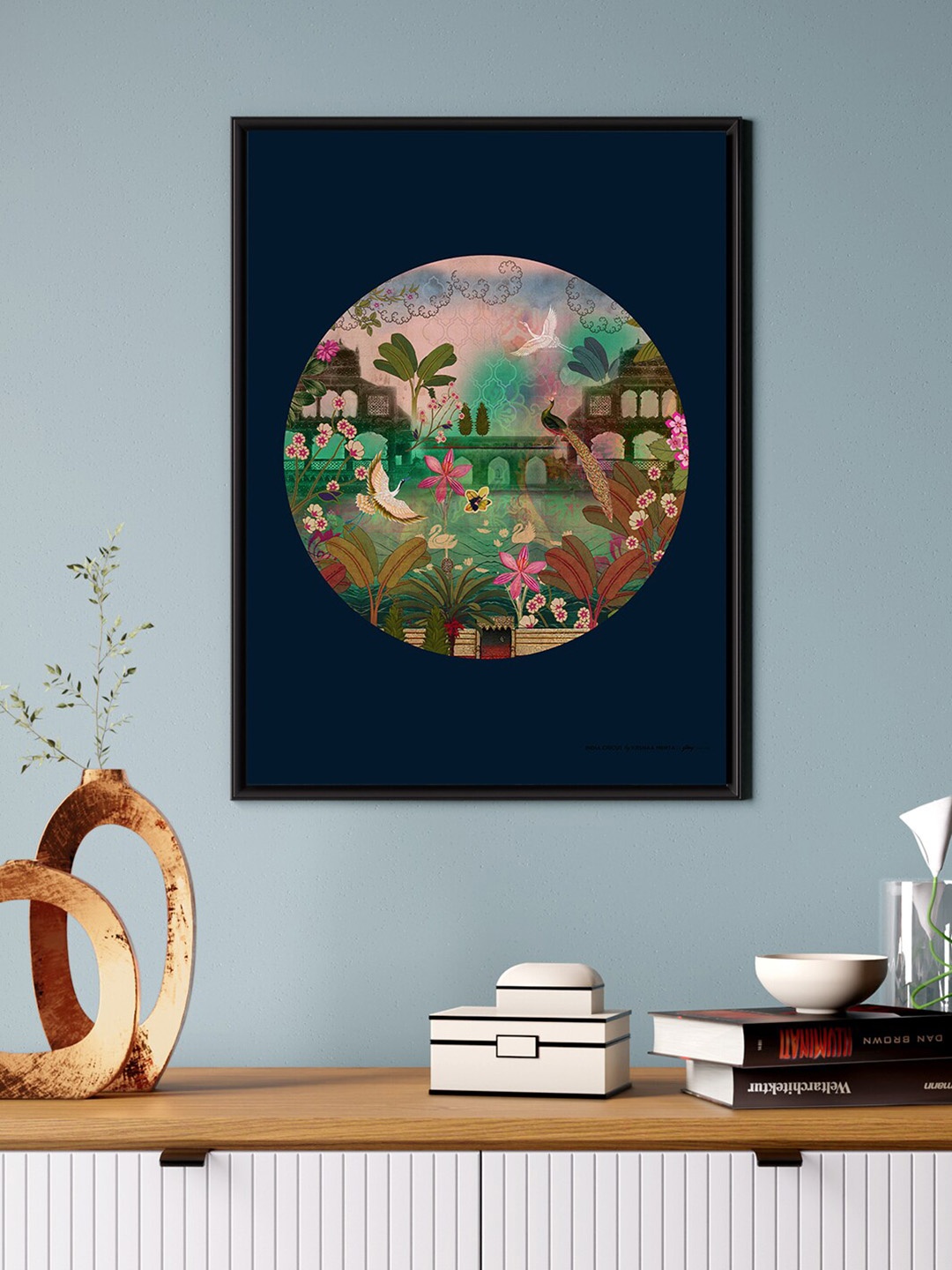 

India Circus by Krsnaa Mehta Blue Printed Framed Canvas Wall Art