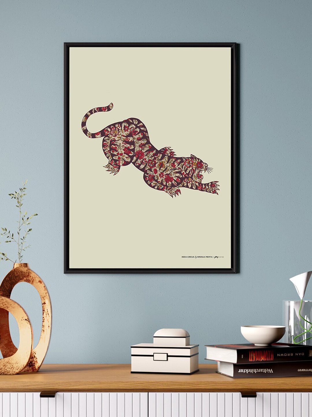 

India Circus by Krsnaa Mehta Green & Red Painted Framed Wall Art