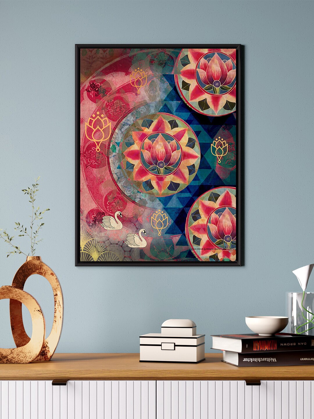

India Circus by Krsnaa Mehta Pink & Blue Picturesque Painted Framed Wall Art, Red