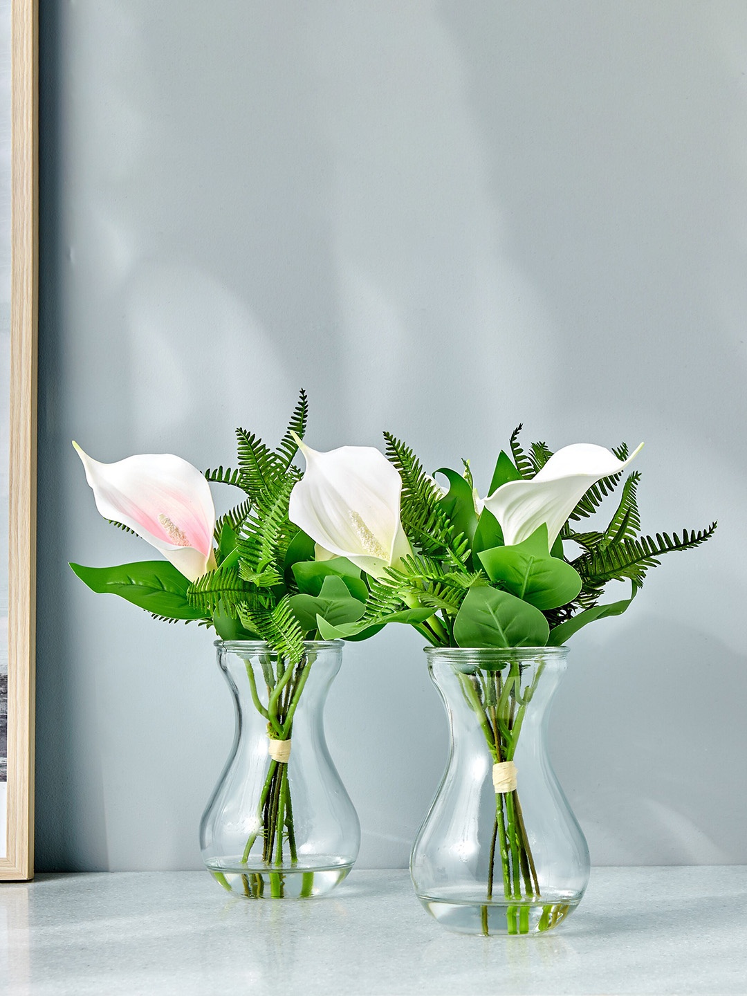 

Home Centre White & Transparent Gloria Faux Lotus With Glass Vase