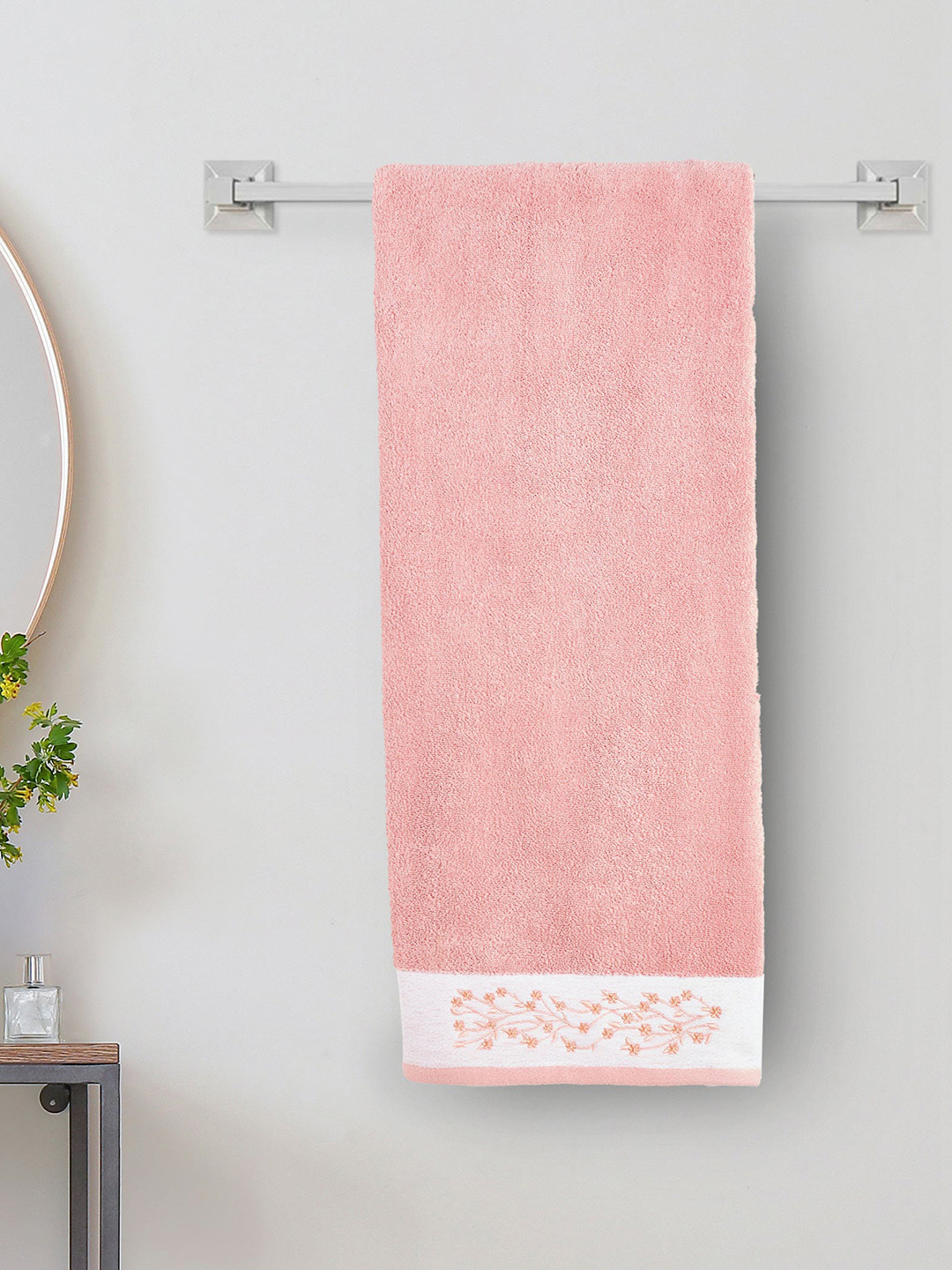 

Home Centre Colour Refresh Essence Peach-Colored & White 500 GSM Cotton Bath Towel