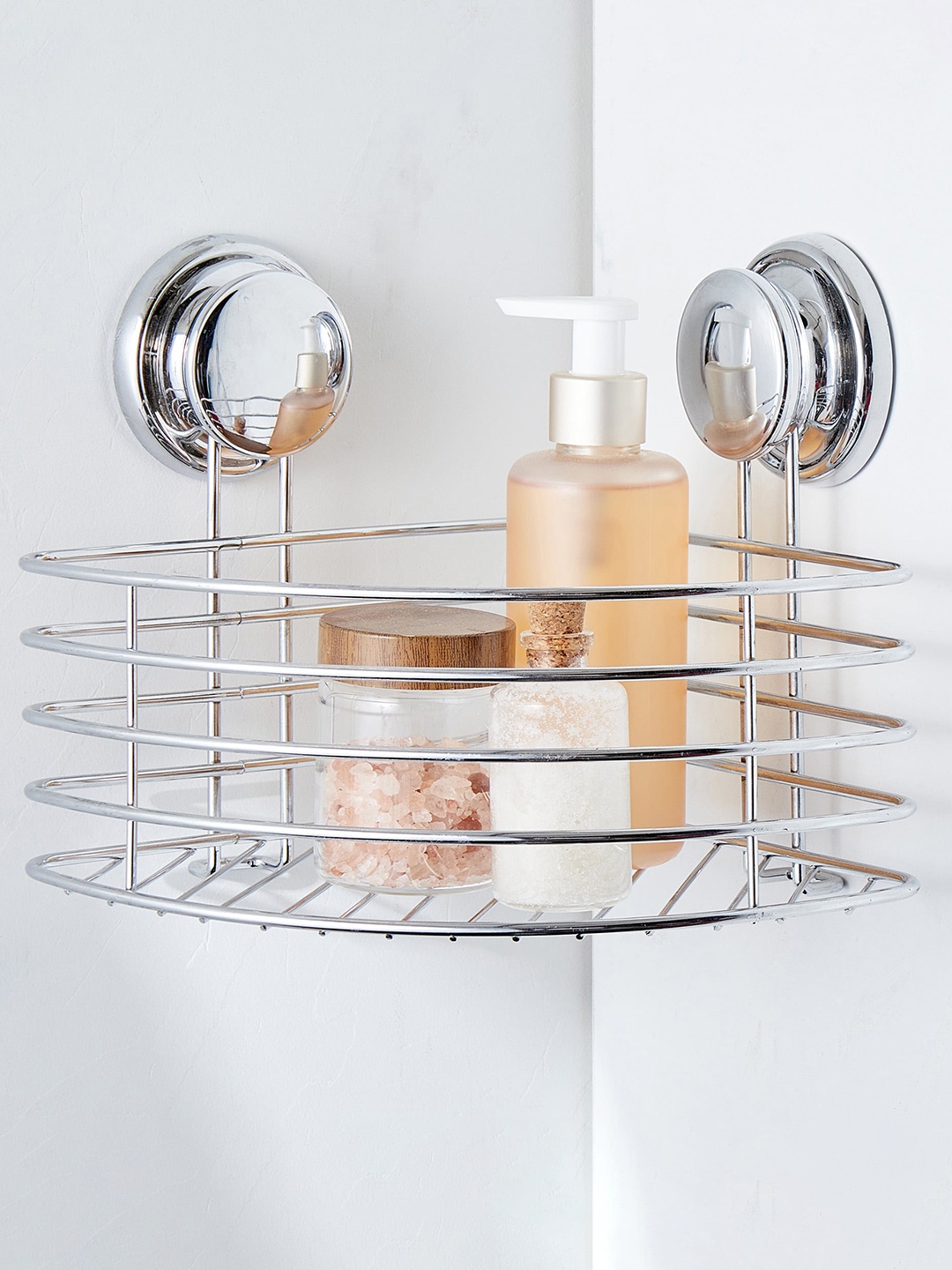 

Home Centre Stainless Steel Corner Wall Shelf, Silver