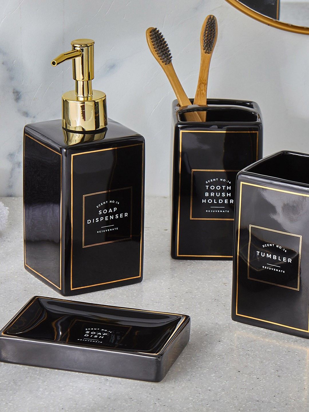 

Home Centre Aubree Della Black Printed Ceramic Soap Dish