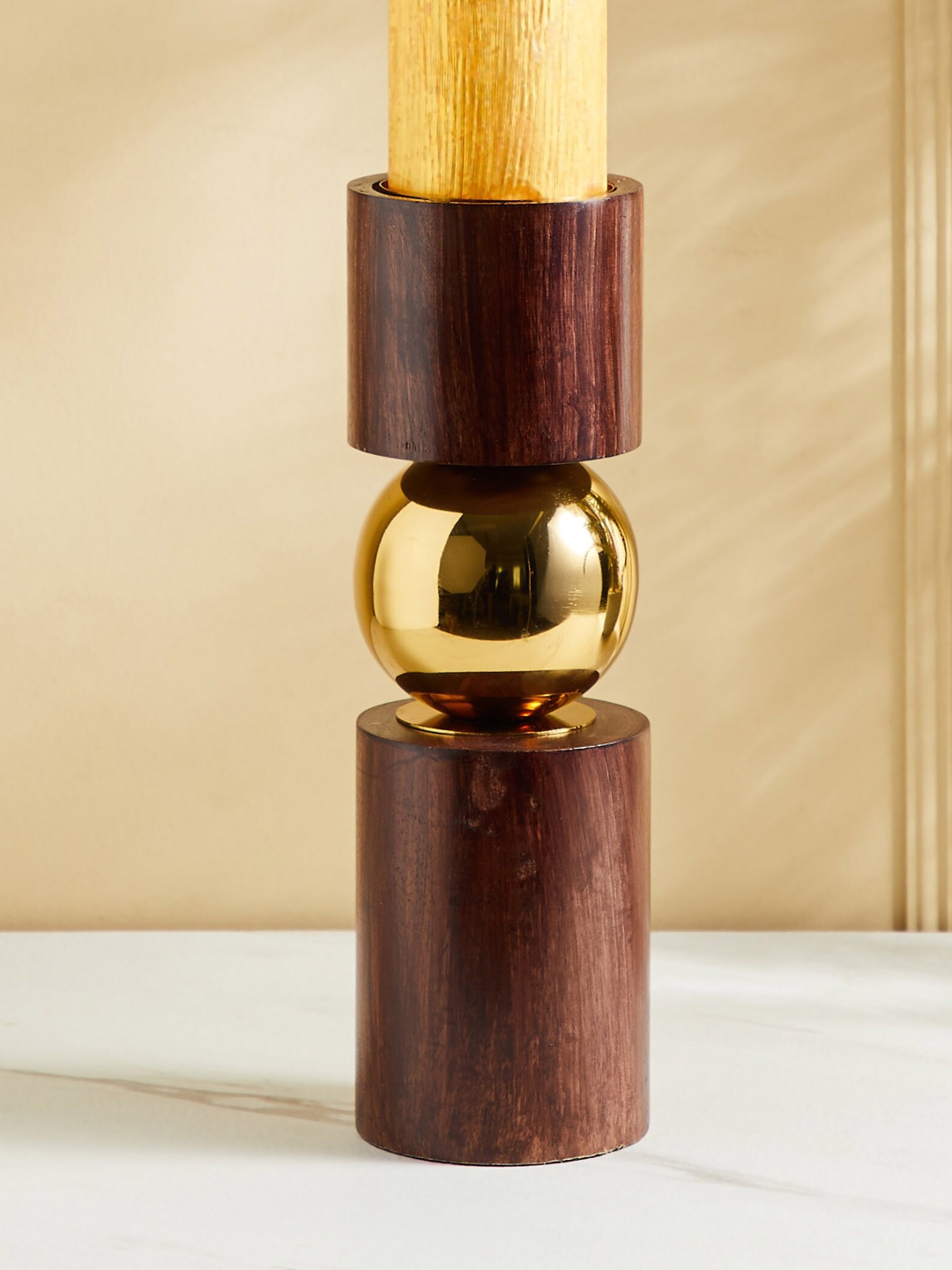

Home Centre Splendid Dastkari Brown Wooden Candle Holder