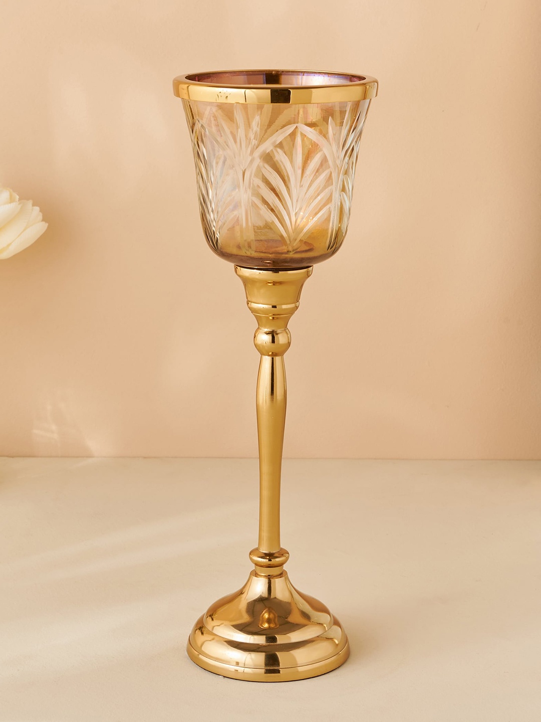 

Home Centre Hoovu Beige Etched Pedestal Votive Holder