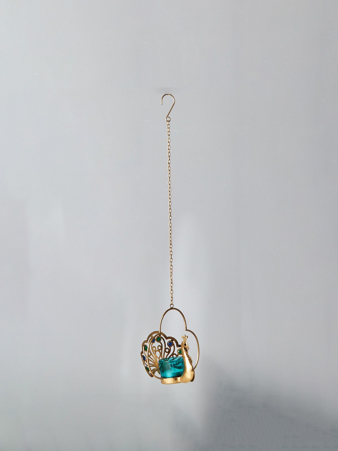 

Home Centre Corsica Mayur Blue & Metallic-Toned Iron Hanging Candle Holder