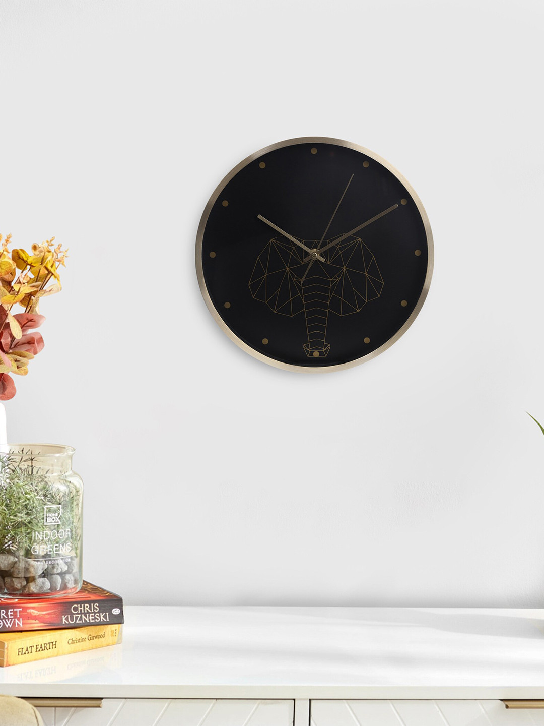 

Home Centre Casablanca Black & Gold-Toned Printed Contemporary Wall Clock