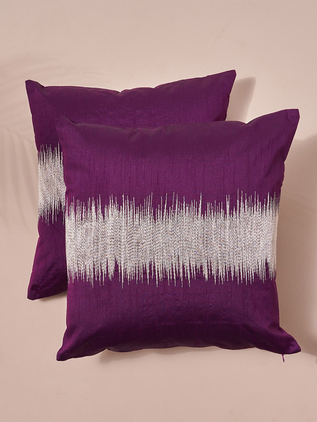 

Home Centre Adam Purple & White 2 Pieces Abstract Square Cushion Covers