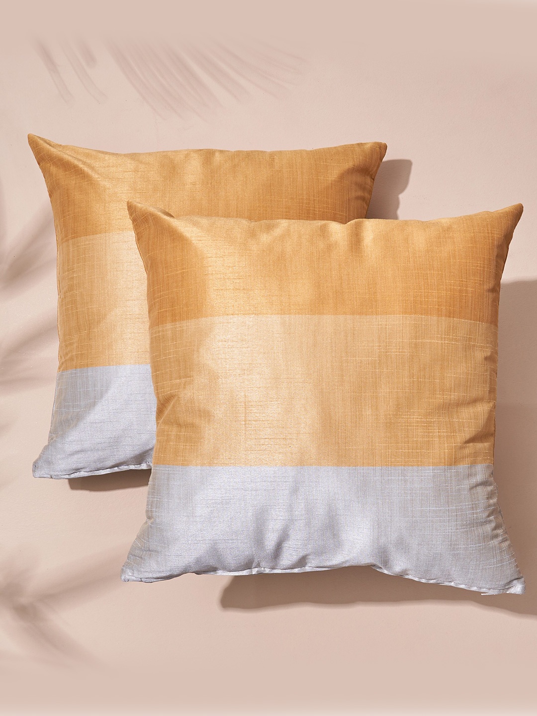 

Home Centre Wesley Orange & Grey 2 Pieces Colourblocked Square Cushion Covers